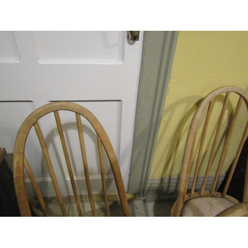 1855 - Set of Three Vintage Hoop Back Chairs Good Construction