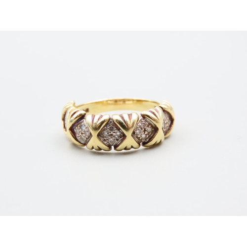 186 - 18 Carat Yellow Gold Diamond Set Ladies Ring Size N and a Half