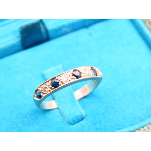 190 - Sapphire and Diamond Ladies Ring Mounted on 18 Carat White Gold Band Ring Size R