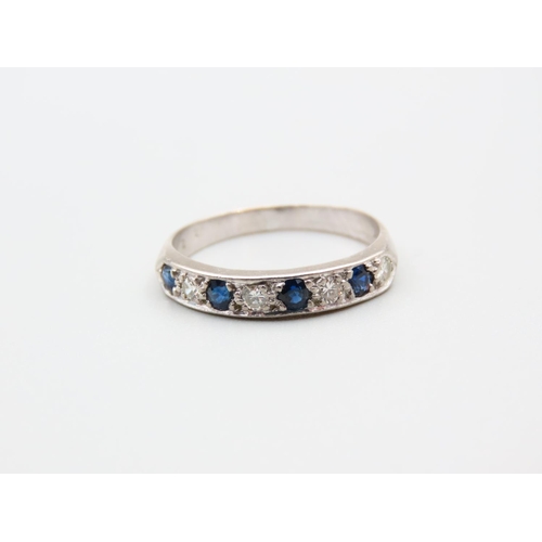 190 - Sapphire and Diamond Ladies Ring Mounted on 18 Carat White Gold Band Ring Size R