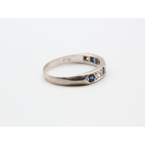 190 - Sapphire and Diamond Ladies Ring Mounted on 18 Carat White Gold Band Ring Size R