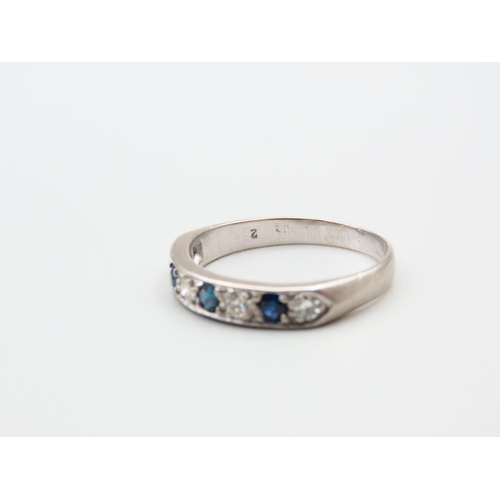 190 - Sapphire and Diamond Ladies Ring Mounted on 18 Carat White Gold Band Ring Size R