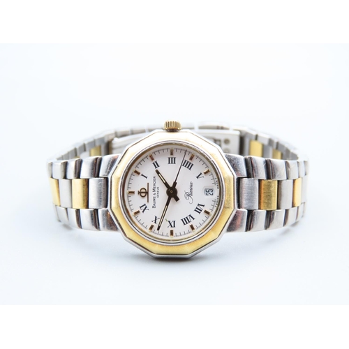 194 - Baume and Mercier of Geneva Ladies Bimetal Wristwatch Gilt Baton and Roman Numeral Champagne Dial Ro... 