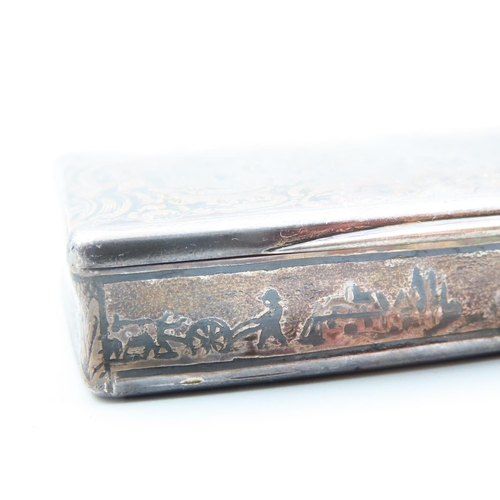 196 - Silver Snuffbox Hinged Cover Gilded Interior Finely Detailed 8cm x 4.5cm Deep