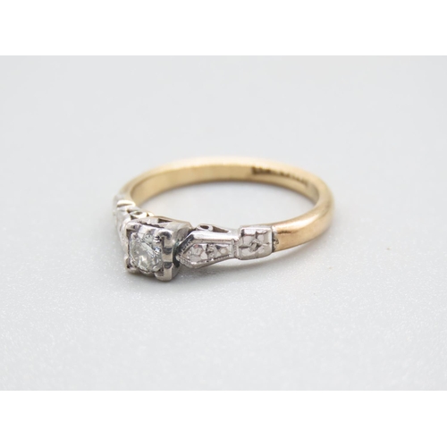 20 - Diamond Ladies Ring Mounted on 9 Carat Yellow Gold Band with Further Diamond Decorated Shoulders Rin... 