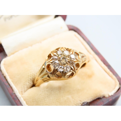 201 - 18 Carat Yellow Gold Diamond Ring Size Q and A Half Attractively Detailed