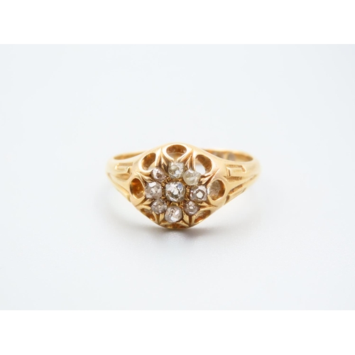 201 - 18 Carat Yellow Gold Diamond Ring Size Q and A Half Attractively Detailed