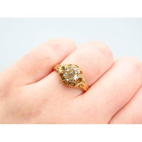 201 - 18 Carat Yellow Gold Diamond Ring Size Q and A Half Attractively Detailed