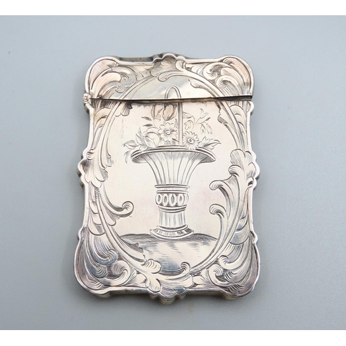 218 - Engraved Silver Hinge Top Note or Card  Case Engraved with Floral and Scroll Motifs to Either Side 9... 