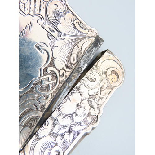 218 - Engraved Silver Hinge Top Note or Card  Case Engraved with Floral and Scroll Motifs to Either Side 9... 