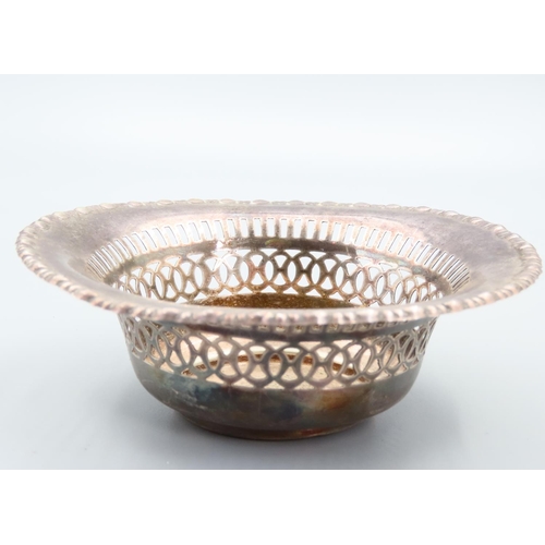 223 - Silver Strawberry Bowl Circular Form Filigree Decoration 11cm Diameter