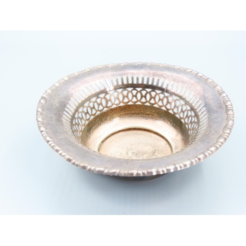 223 - Silver Strawberry Bowl Circular Form Filigree Decoration 11cm Diameter