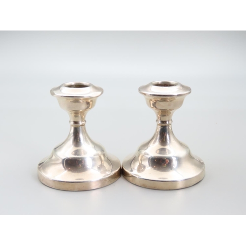 224 - Pair of Silver Neat Form Pedestal Candle Sticks Circular Stepped to Bases Each Approximately 7cm Hig... 