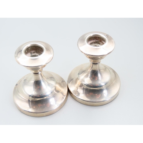 224 - Pair of Silver Neat Form Pedestal Candle Sticks Circular Stepped to Bases Each Approximately 7cm Hig... 