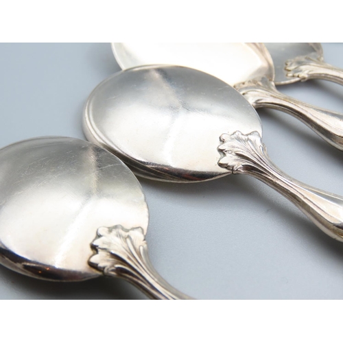 229 - Set of Twelve French Silver Handled Cutlery Spoons Attractively Detailed Each 16cm Long