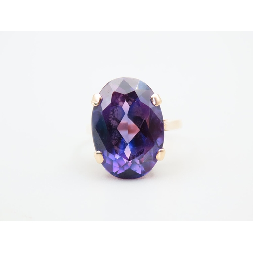 232 - Fancy Violet Sapphire Ring Mounted on 9 Carat Yellow Gold Band Four Claw Setting Ring Size N and A H... 