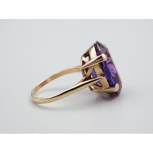 232 - Fancy Violet Sapphire Ring Mounted on 9 Carat Yellow Gold Band Four Claw Setting Ring Size N and A H... 