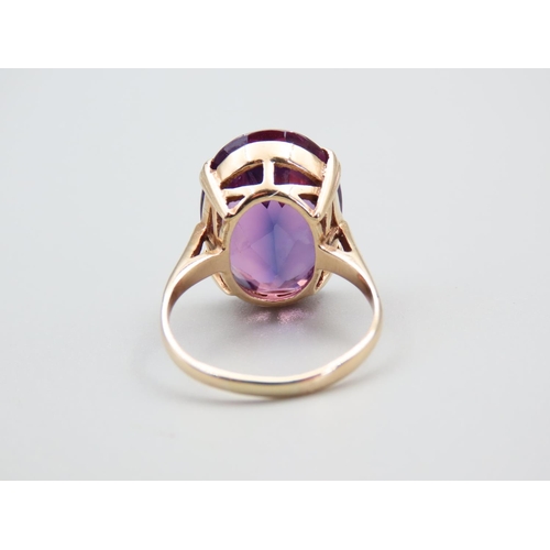 232 - Fancy Violet Sapphire Ring Mounted on 9 Carat Yellow Gold Band Four Claw Setting Ring Size N and A H... 