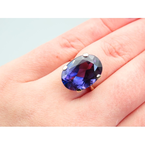 232 - Fancy Violet Sapphire Ring Mounted on 9 Carat Yellow Gold Band Four Claw Setting Ring Size N and A H... 