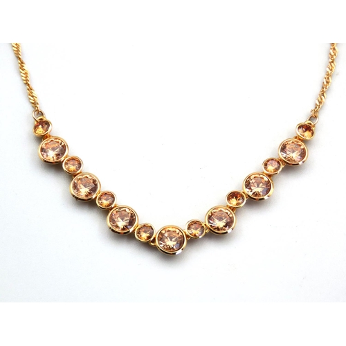 233 - Citrine Set 9 Carat Yellow Gold Ladies Necklace 50cm Long Well Detailed Citrines of Attractive Golde... 