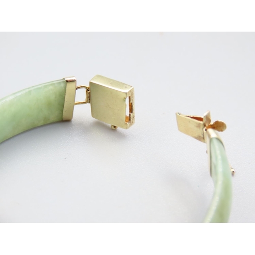 234 - Jade Set Articulated Form 9 Carat Yellow Gold Mounted Ladies Bracelet 19.5cm Long