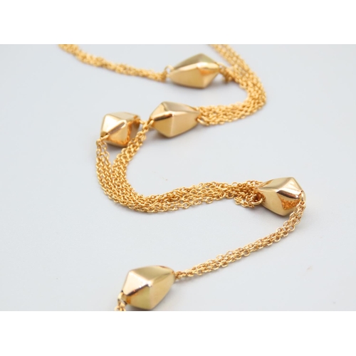 235 - 9 Carat Yellow Gold Ladies Necklace with Shaped Form Adornments Each Further 9 Carat Yellow Gold 56c... 