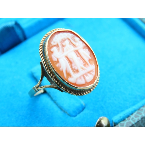 250 - Three Graces Oval Cameo Ring 9 Carat Gold Bound Set on 9 Carat Gold Band Attractively Detailed Ring ... 