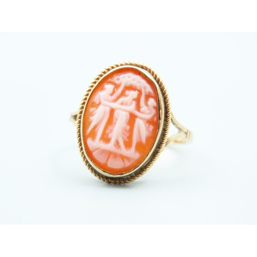 250 - Three Graces Oval Cameo Ring 9 Carat Gold Bound Set on 9 Carat Gold Band Attractively Detailed Ring ... 