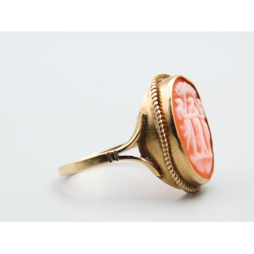 250 - Three Graces Oval Cameo Ring 9 Carat Gold Bound Set on 9 Carat Gold Band Attractively Detailed Ring ... 