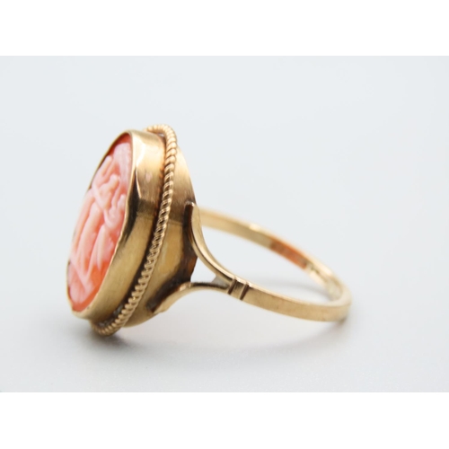 250 - Three Graces Oval Cameo Ring 9 Carat Gold Bound Set on 9 Carat Gold Band Attractively Detailed Ring ... 