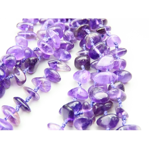 256 - Polished Amethyst Eight Strand Bead Necklace Vintage