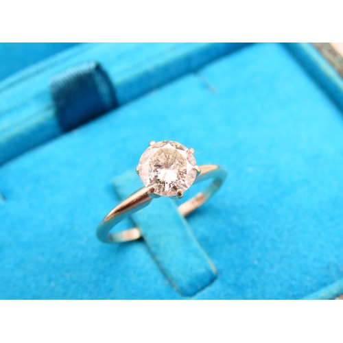 260 - 1 Carat Diamond Solitaire Ring Mounted on 14 Carat White Gold Band Ring Size M and a Half