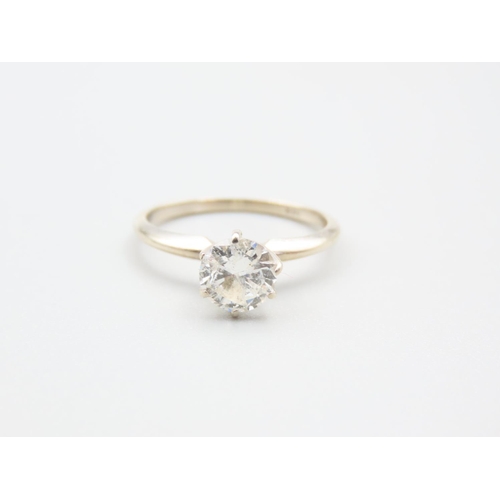 260 - 1 Carat Diamond Solitaire Ring Mounted on 14 Carat White Gold Band Ring Size M and a Half