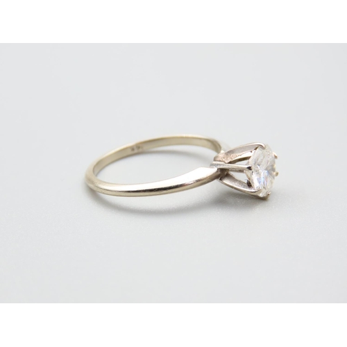 260 - 1 Carat Diamond Solitaire Ring Mounted on 14 Carat White Gold Band Ring Size M and a Half