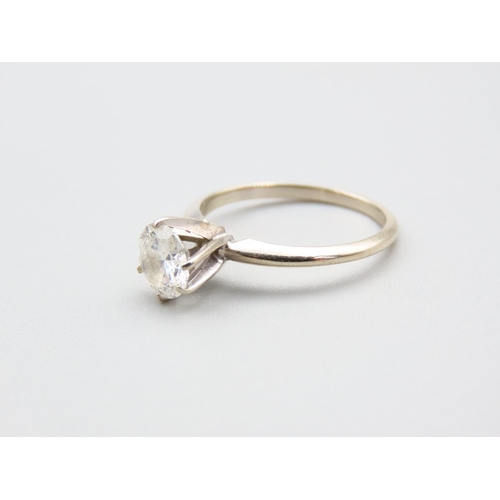 260 - 1 Carat Diamond Solitaire Ring Mounted on 14 Carat White Gold Band Ring Size M and a Half