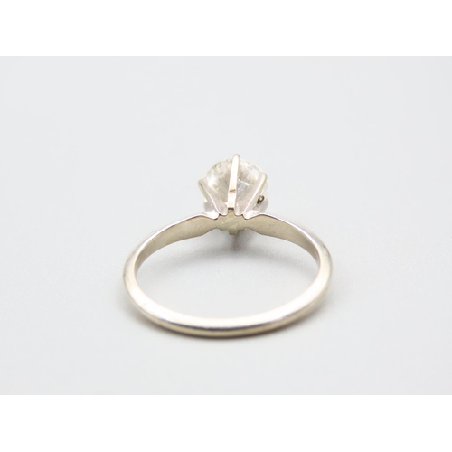 260 - 1 Carat Diamond Solitaire Ring Mounted on 14 Carat White Gold Band Ring Size M and a Half