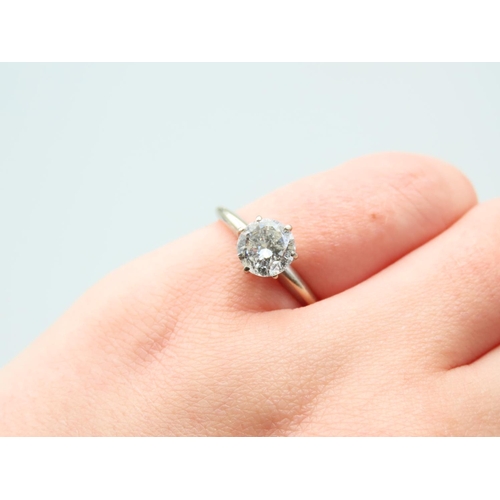 260 - 1 Carat Diamond Solitaire Ring Mounted on 14 Carat White Gold Band Ring Size M and a Half