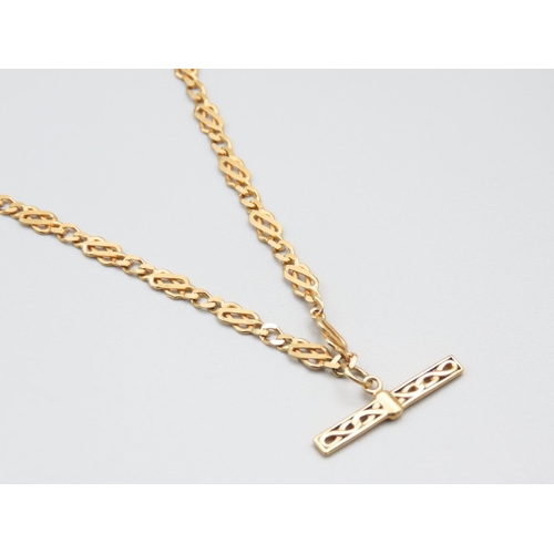 261 - Ladies 9 Carat Yellow Gold Necklace with T-Bar Pendant Motif Attractively Detailed Articulated Form ... 