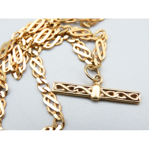 261 - Ladies 9 Carat Yellow Gold Necklace with T-Bar Pendant Motif Attractively Detailed Articulated Form ... 