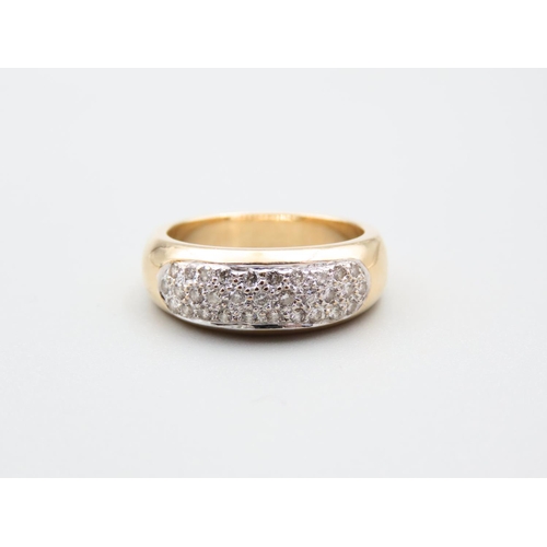 262 - Diamond Set 9 Carat Yellow Gold Band Ring Size N 0.5 Carat of Diamonds Approximately