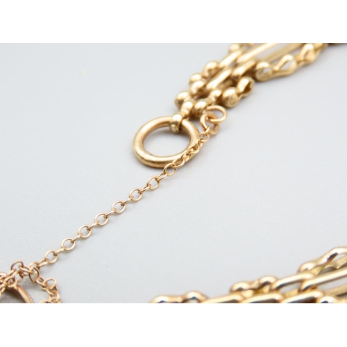 263 - 9 Carat Yellow Gold Bracelet Interlinking Form with Heart Motif Padlock Clasp and Safety Chain Brace... 