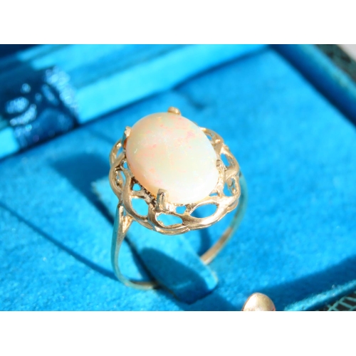 268 - Opal Set Centre Stone Ring Mounted on 9 Carat Yellow Gold Band Ring Size P