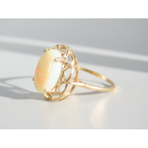 268 - Opal Set Centre Stone Ring Mounted on 9 Carat Yellow Gold Band Ring Size P