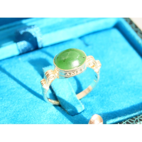 269 - Jade Cabochon Polished Oval Cut Centre Stone Ring Mounted on 9 Carat Yellow Gold Band Ring Size O an... 