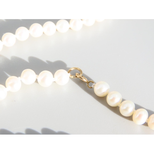 279 - String of Pearls Attractive Hue 9 Carat Yellow Gold Clasp 46cm Long