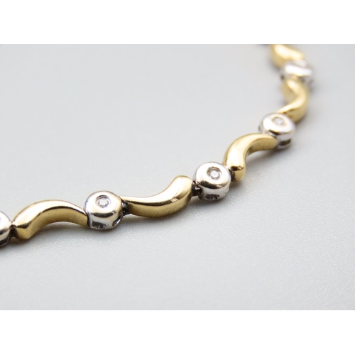 292 - 18 Carat Yellow and White Gold Modernist Form Bracelet 20cm Long Inset with Diamonds