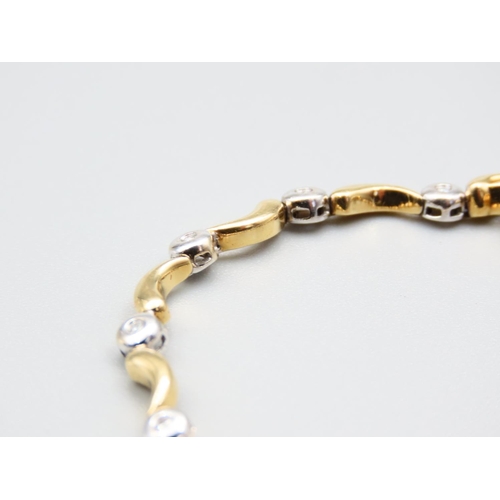 292 - 18 Carat Yellow and White Gold Modernist Form Bracelet 20cm Long Inset with Diamonds