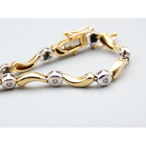 292 - 18 Carat Yellow and White Gold Modernist Form Bracelet 20cm Long Inset with Diamonds