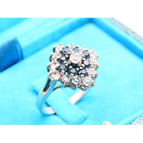 299 - Sapphire and Gemstone Set Ladies Cluster Ring Mounted on 9 Carat White Gold Band Basket Setting