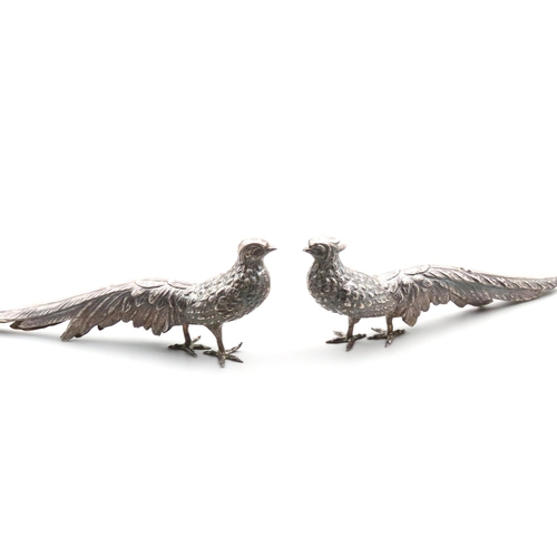 301 - Pair of Silver Peacock Figures Each 16cm Long